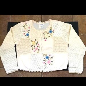 Florissant New York Shirt Blouse Top Long Sleeve Embroidered 100% Cotton Sz M